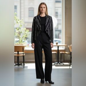 Colori, Black & White Striped Open Front Blazer, Made in Canada, Size M